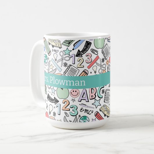 Leuke leraar school Doodles Koffiemok (Voorkant links)