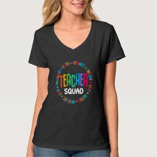 Leuke leraar Squad Kleurrijke Elementaire Pre K Da T-shirt (Voorkant)