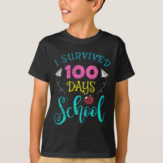 Leuke leraar student Kinder Ik overleefde 100 dage T-shirt (Voorkant)