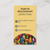 Leuke lerarenopleiding Kleurrijk Cartoon Pen Patro Visitekaartje (Achterkant)