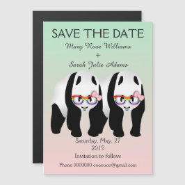 Leuke Lesbische Pandabeer Bruiloft Save The Date Magnetische Uitnodiging