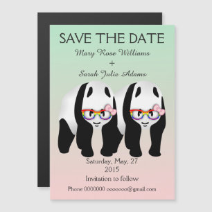 Leuke Lesbische Pandabeer Bruiloft Save The Date Magnetische Uitnodiging