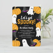 Leuke 'Let's Get Spooky!' Halloween-feestuitnodigi Kaart (Staand voorkant)
