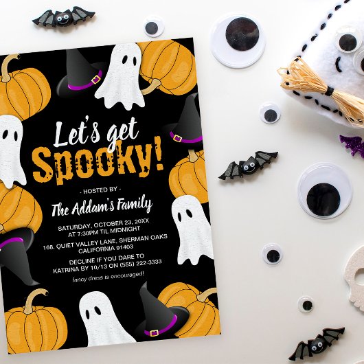 Leuke 'Let's Get Spooky!' Halloween-feestuitnodigi Kaart