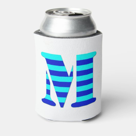 LEUKE LETTER M, BLAUW Minimaal Zwart Grappig Blikjeskoeler (Blikje Achterkant)