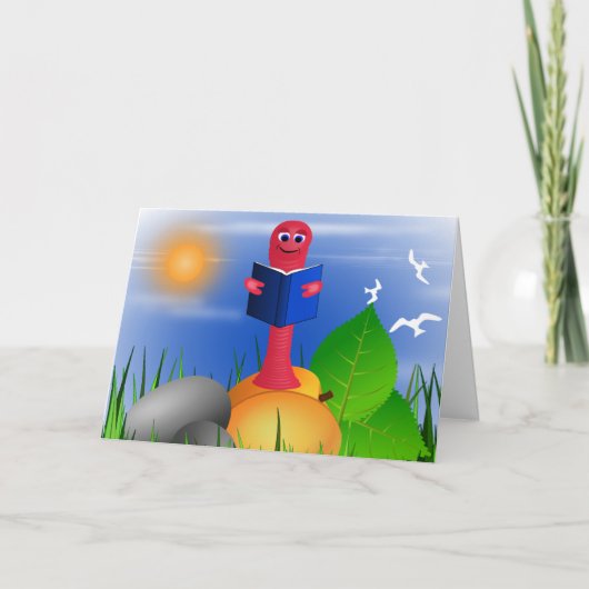 Leuke Leuke Boekenworm Boek Worm Wenskaart Kaart (Voorkant)