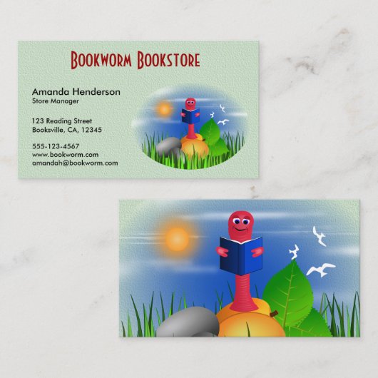 Leuke Leuke Boekenwurm Boekenwinkel Visitekaartjes (Voorkant / Achterkant)