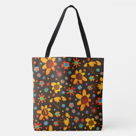 Leuke Leuke Daisies Initiaal Inspirivity Canvas ta Tote Bag (Voorkant)