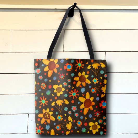 Leuke Leuke Daisies Initiaal Inspirivity Canvas ta Tote Bag