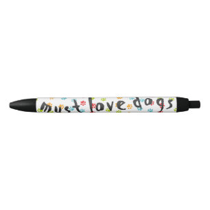 Leuke Leuke Hond Paw Prints Patroon Zwarte Inkt Pen