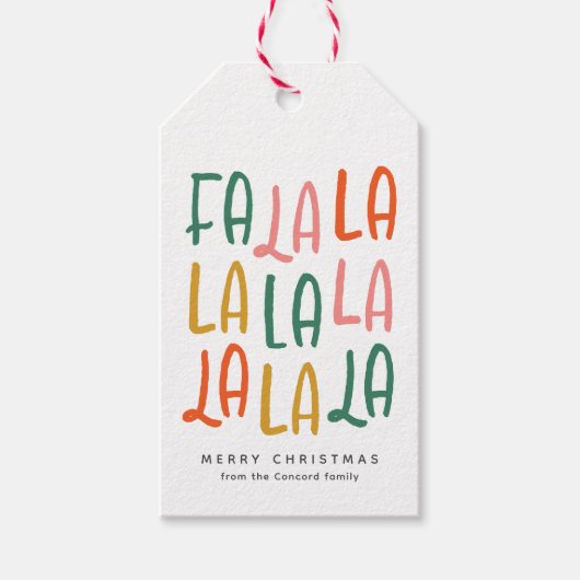 Leuke leuke kleurrijke gepersonaliseerde kerstvaka cadeaulabel (Voorkant)