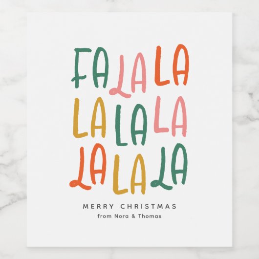 Leuke leuke kleurrijke gepersonaliseerde kerstvaka wijn etiket