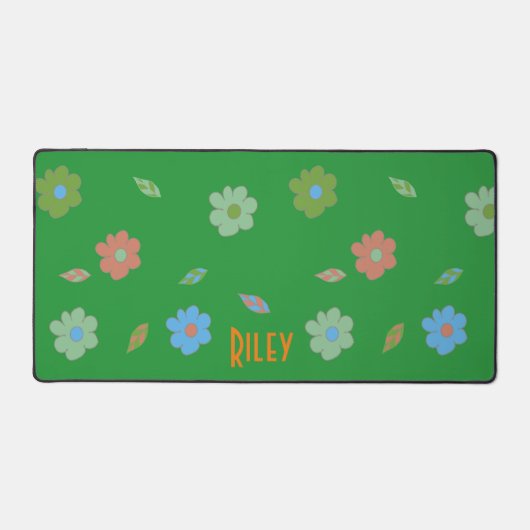 Leuke Leuke Meisjes Groene Retro Bloem Bureaumat (Voorkant)