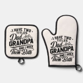 Leuke Leuke Retro Typografie Papa Opa Gift Ovenwant & Pannenlap Set (Voorkant)