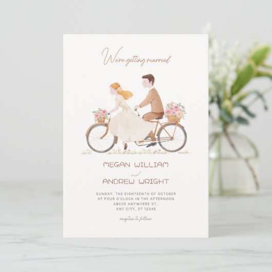 Leuke leuke romantische bloemen paar hand getekend kaart (Staand voorkant)