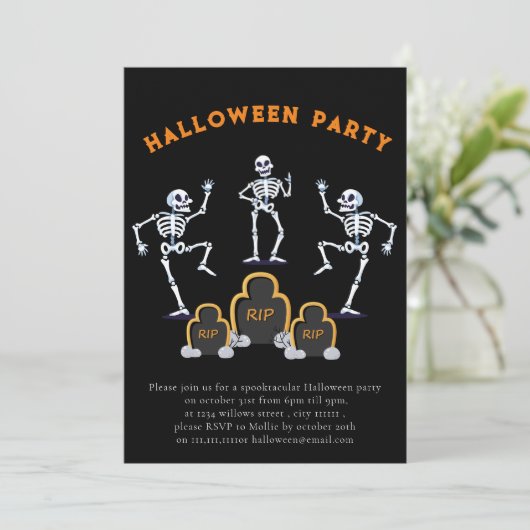Leuke leuke skellington halloween kaart (Staand voorkant)