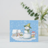 Leuke Leuke Vrolijke Kerstmis Sneeuwman Vakantie Briefkaart (Staand voorkant)