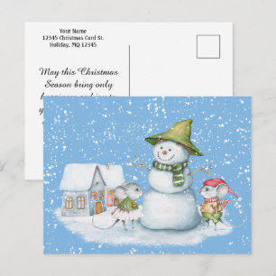 Leuke Leuke Vrolijke Kerstmis Sneeuwman Vakantie Briefkaart