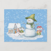 Leuke Leuke Vrolijke Kerstmis Sneeuwman Vakantie Briefkaart (Voorkant)