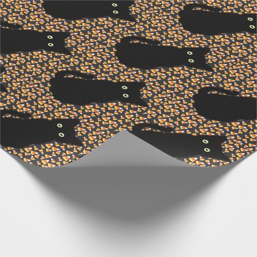 Leuke leuke Zwarte kat Candy maïs Halloween plezie Cadeaupapier (Hoek)