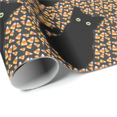 Leuke leuke Zwarte kat Candy maïs Halloween plezie Cadeaupapier (Rol Hoek)