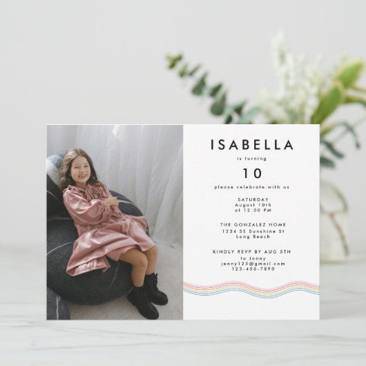 Leuke Levendige Bloem Foto Verjaardagsfeest Kaart (Staand voorkant)