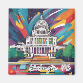 Leuke levendige Funky Washington DC kleurrijke mag Magneet (Voorkant)
