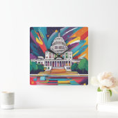 Leuke levendige Funky Washington DC wandklok! Vierkante Klok (Huis)