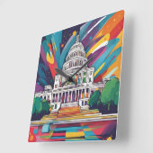 Leuke levendige Funky Washington DC wandklok! Vierkante Klok (Hoek)