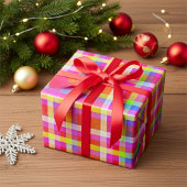 Leuke Levendige Regenboog Gekleurde Vierkantjes In Cadeaupapier