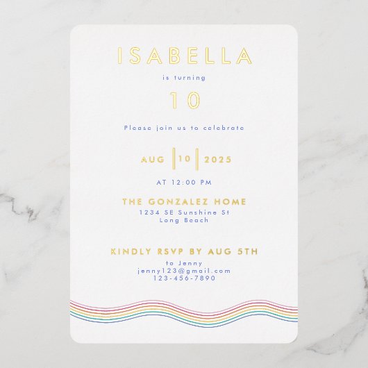 Leuke levendige Retro Bloem Verjaardagsfeest Folie Uitnodiging (Voorkant)