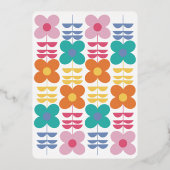 Leuke levendige Retro Bloem Verjaardagsfeest Folie Uitnodiging (Achterkant)