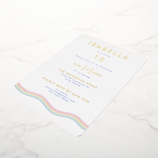 Leuke levendige Retro Bloem Verjaardagsfeest Folie Uitnodiging (Gedraaid)