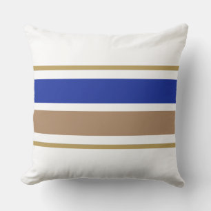 Leuke levendige Royal Blue Brown brede race strepe Buitenkussen