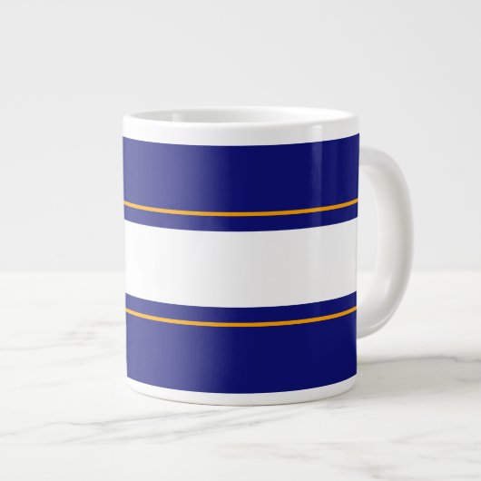 Leuke levendige Royal Blue Yellow White Racing Str Grote Koffiekop (Voorkant rechts)