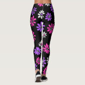 Leuke levendige roze en paarse bloemen leggings (Achterkant)