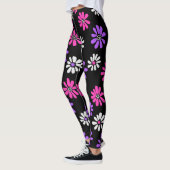 Leuke levendige roze en paarse bloemen leggings (Links)