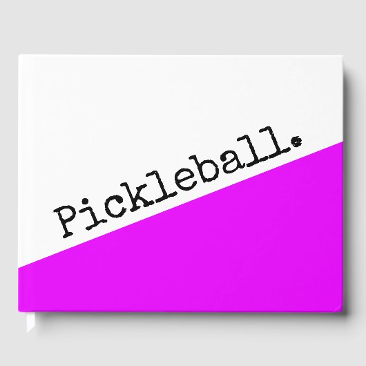 Leuke levendige roze schuine wig retro pickleball  gastenboek (Voorkant)