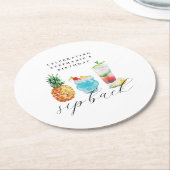 Leuke levendige sip back cocktails verjaardagsfees ronde kartonnen onderzetter (Gebogen)