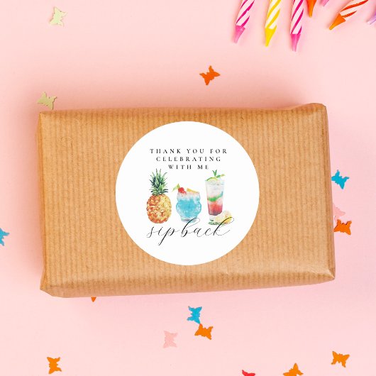 Leuke levendige sip back cocktails verjaardagsfees ronde sticker