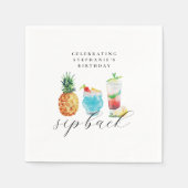 Leuke levendige sip back cocktails verjaardagsfees servet (Voorkant)