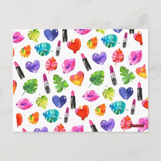 Leuke Levendige Waterverf Lippenstiften Afsluitfee Briefkaart (Achterkant)