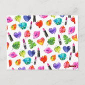 Leuke levendige Waterverf Lipsticks Graduation Par Briefkaart (Achterkant)