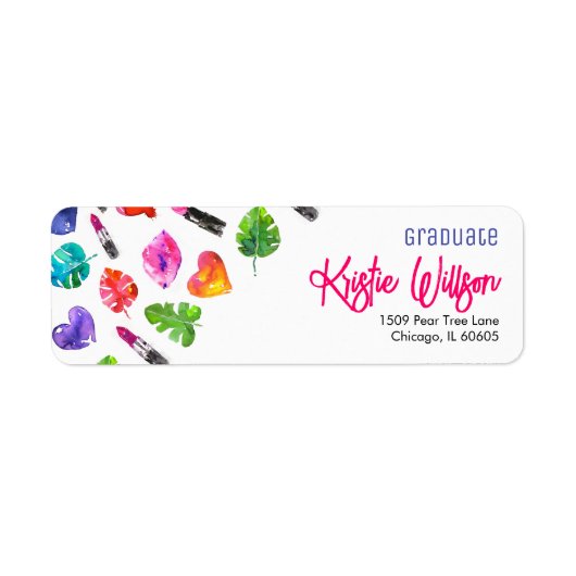 Leuke levendige Waterverf Lipsticks Graduation Par Etiket (Voorkant)