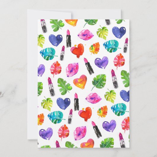 Leuke levendige Waterverf Lipsticks Graduation Par Kaart (Achterkant)