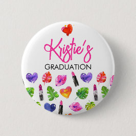 Leuke levendige Waterverf Lipsticks Graduation Par Ronde Button 5,7 Cm