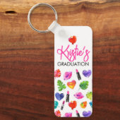 Leuke levendige Waterverf Lipsticks Graduation Par Sleutelhanger (Voorkant)