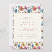 Leuke levendige wilde bloemen patroon bruiloft uit kaart (Voorkant)