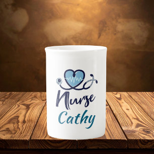 Leuke levenslijn Verpleegster Blauw Hart Personal Porselein Kop