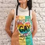 Leuke LGBTQ Pride zelfironische regenboogvlag Schort<br><div class="desc">Fun schort van de eigenironische LGBTQ Pride-regenboogvlag met de titel Weer homo in witte en zwarte,  moderne letters,  gedecoreerd met een regenbooghart.</div>